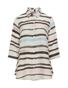 Yoona Striped linen shirt  Beige / Multicolour