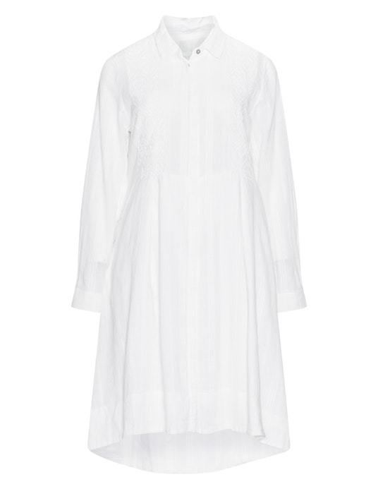 Bessin Long cotton shirt dress White