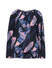 Studio Feather printed blouse Dark-Blue / Pink