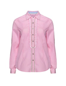 Krüger Checked ruched cotton shirt Pink / White