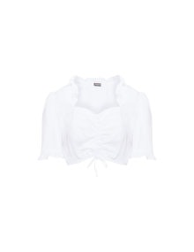 Samoon Sweatheart neckline ruffle blouse  White