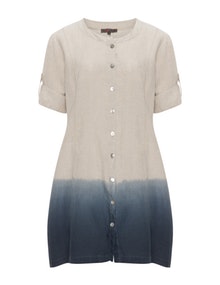 Exelle Striped dip dye linen blouse  Beige / Blue