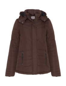 Zizzi Hooded quilted jacket Brown