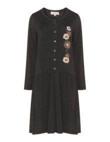 Isolde Roth Floral embroidered jersey dress  Anthracite / Multicolour