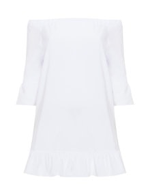 Jette Frilled off-the-shoulder tunic White