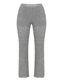 zedd plus Crinkled linen blend flared trousers Grey / Mottled