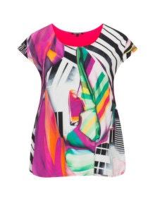 Twister Printed short sleeve jersey top  Multicolour / Pink