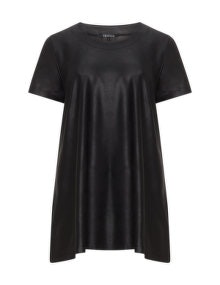 Twister Leather effect A-line tunic  Black