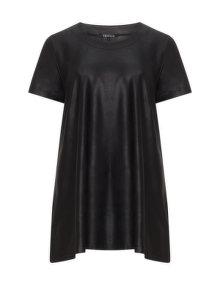 Twister Leather effect A-line tunic  Black