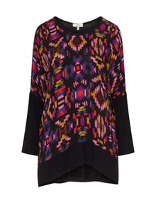 Jean Marc Philippe Mixed material printed top Black / Pink