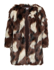 Elvi Faux fur coat  Dark-Brown / Cream