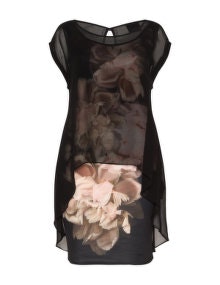 Live Unlimited London Chiffon layered floral dress Black / Multicolour