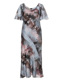 Kirsten Krog Printed silk blend dress Grey / Pink