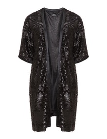 Kirsten Krog Long sequined kimono Black