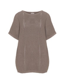 Amber and Vanilla Cotton blend oversized sweater Taupe-Grey