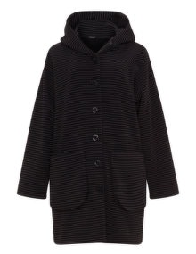 Boris Knotted button hooded fleece coat Grey / Black
