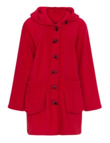 Boris Knotted button hooded fleece coat Red