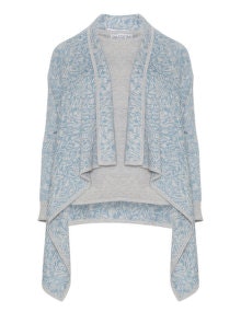 Passioni Fine knit cardigan and top Blue / Grey