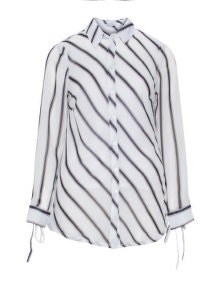 Simply Be Striped chiffon shirt  White / Dark-Blue