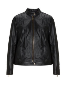 Jette Biker style leather jacket Black