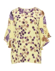 annalisa Butterfly sleeve printed top Yellow / Multicolour