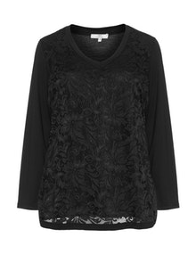 Jean Marc Philippe Lace panel long sleeve top Black