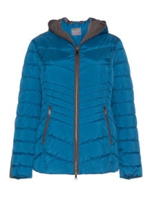 Samoon Quilted hooded jacket Blue / Grey