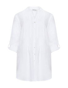 Open End Pintuck linen blouse White