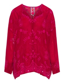 Johnny Was Embroidered cupro blouse Red / Pink