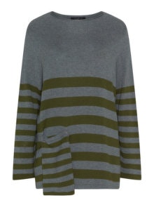 Vincenzo Allocca Striped fine knit jumper Grey / Dark-Green
