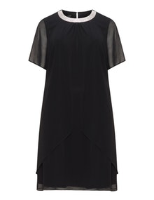 Godske Embellished neckline chiffon dress Black