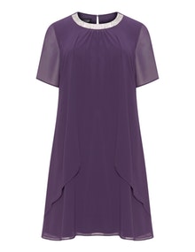 Godske Embellished neckline chiffon dress Purple