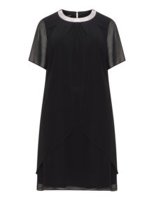 Godske Embellished neckline chiffon dress Black