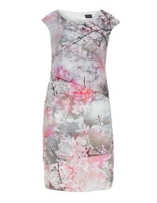 Hermann Lange Cherry blossom print dress Grey / Pink