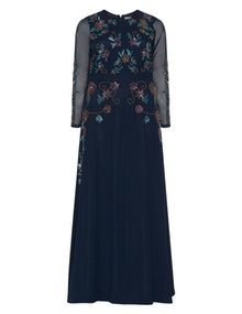 Lola Jade Beaded crêpe gown  Dark-Blue / Multicolour