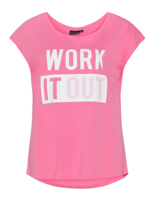 Zizzi Slogan t-shirt Pink / White