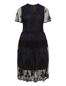 LOST INK Tulle and lace dress Black