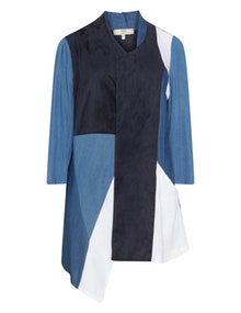 Jean Marc Philippe Asymmetric material mix jacket  Blue / White