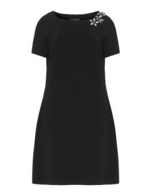Karin Paul Appliquéd jersey dress Black / White