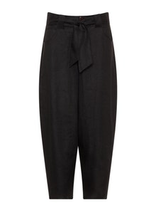 Champagne Linen balloon-shaped trousers Black