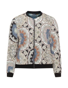 5 Hearts Printed quilt jacket  Cream / Blue