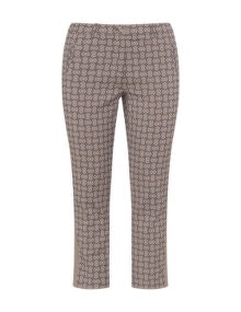 Samoon Slim fit jacquard trousers Taupe-Grey / Black