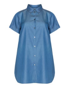 Yoona Denim long line shirt Light-Blue