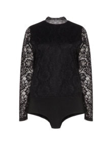 Adia Long sleeve lace body  Black