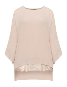 Mat Oversized lace detail top  Taupe-Grey
