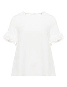 LOST INK Ruffle sleeve top White