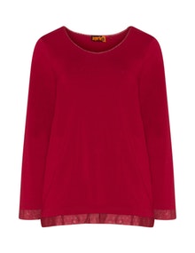 Aprico Long sleeve mesh detail top Red
