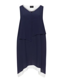 Live Unlimited London Colour contrast layered sleeveless top Dark-Blue