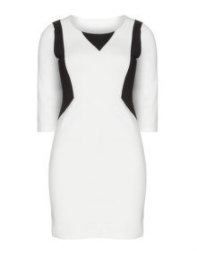 Manon Baptiste Dress with graphic inserts White / Black