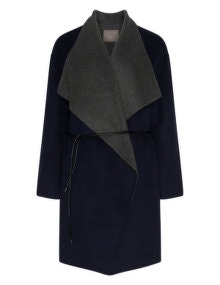 Open End Shawl collar coat Dark-Blue / Grey